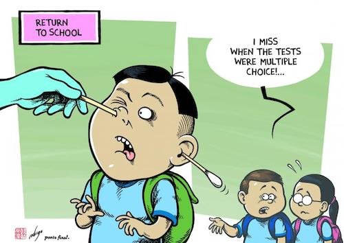 Cartoon: Coviducation (medium) by rodrigo tagged covid19,coronavirus,education,children,schools,testing,academic,vaccine,health,politics,society,who,learning,pandemic