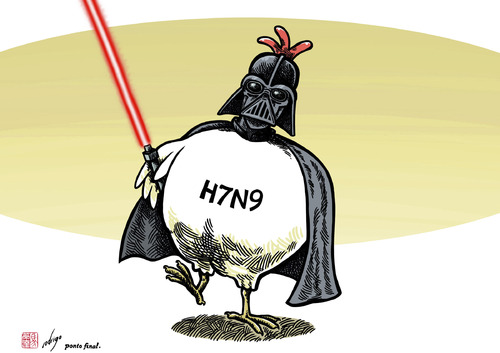 Cartoon: Darth Virus (medium) by rodrigo tagged virus,disease,avian,flu,h7n9,strain,china,asia,birds,chicken