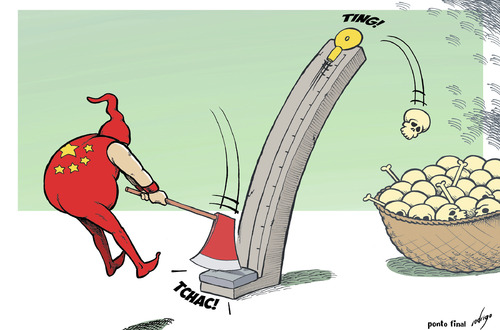 Cartoon: Death penalty records (medium) by rodrigo tagged death,penalty,record,china,crime,execution