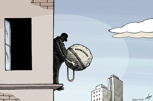 Cartoon: Depression and suicide (medium) by rodrigo tagged depression,suici...
