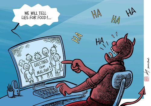 Cartoon: Discrimalawination (medium) by rodrigo tagged malawi,china,zambia,racism,discrimination,social,media,video,chinese,racist,young,lu,ke,children,crime,human,rights,africa,internet,greetings,poverty,poor,international,politics,economy,society,education