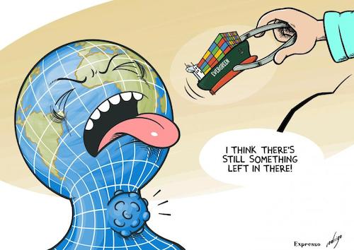 Cartoon: Ever chokin (medium) by rodrigo tagged suez,canal,evergreen,ship,trade,ever,given,commerce,economy,covid,coronavirus,pandemic,world,international,global,egypt