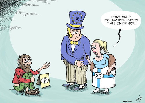 Cartoon: Finland could let Portugal die (medium) by rodrigo tagged finland,portugal,eu,financial,rescue,crisis,recession,imf,ecb,ec,europe