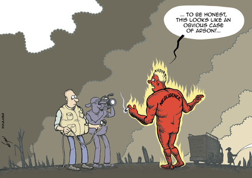 Cartoon: Forest fires (medium) by rodrigo tagged human,fighter,firemen,fireman,negligence,arson,fire,forest,torch