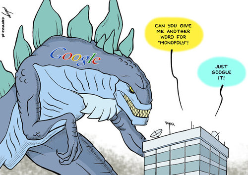 Cartoon: Googlezilla (medium) by rodrigo tagged google,technology,internet,monopoly,market,economy,business,search,engine,yahoo