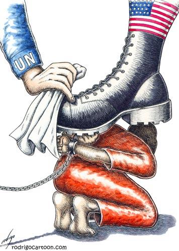 Cartoon: Guantanamo (medium) by rodrigo tagged guantanamo,interrogations,united,nations,un,terror,justice,usa,army,taliban,sept11