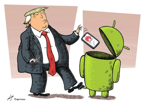 Cartoon: Huawaste (medium) by rodrigo tagged huawei,trump,usa,us,china,washington,beijing,tech,trade,war,international,politics