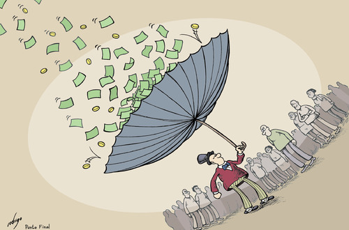 Cartoon: Income distribution (medium) by rodrigo tagged income,distribution,rich,poor,gdp,social,middle,class,capitalism