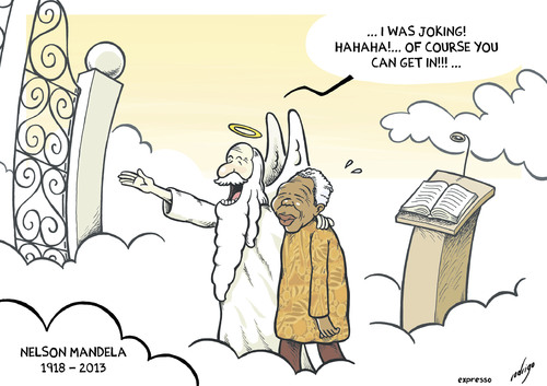 Cartoon: Mandela and the color of heaven (medium) by rodrigo tagged nelson,mandela,south,africa,racism,discrimination,prejudice,apartheid,nobel,peace