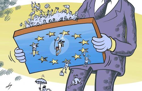 Cartoon: Migration sieve (medium) by rodrigo tagged migration,eu,europe,europeanunion,parliament,reform,asylum,pact,migrants,states,people,borders,immigration,immigrants,poverty,war,society,economy,international,politics