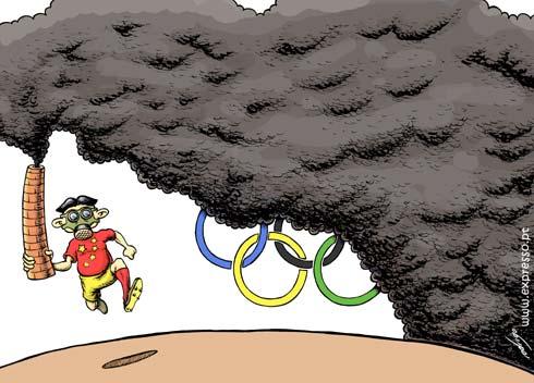 Cartoon: Olympic smoke (medium) by rodrigo tagged olympic,games,beijing,2008,sport,society,polution