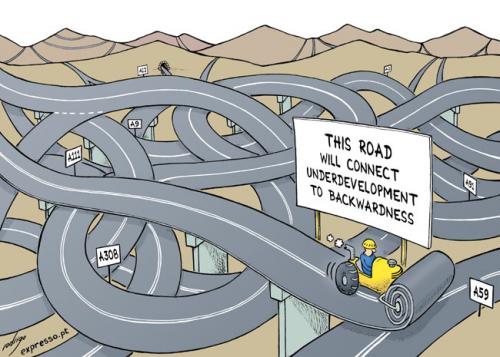 Cartoon: Overhighwayfication (medium) by rodrigo tagged economy,construction,road,highway,car,transport,communication