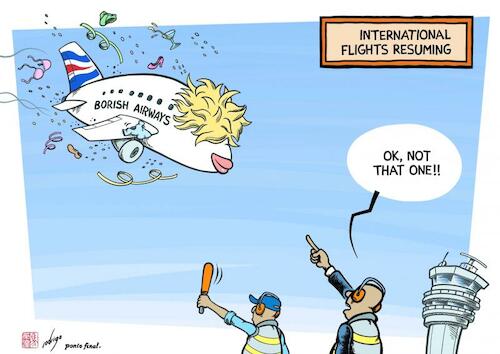 Cartoon: Partygate in the air (medium) by rodrigo tagged uk,britain,england,prime,minister,boris,johnson,partygate,investigation,report,international,airlines,flights,covid19,world,airplane,politics,health,economy,airport