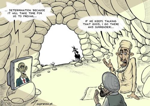 Cartoon: Persuasive Obama (medium) by rodrigo tagged obama,afghanistan,war,terror,bin,laden,al,qaeda