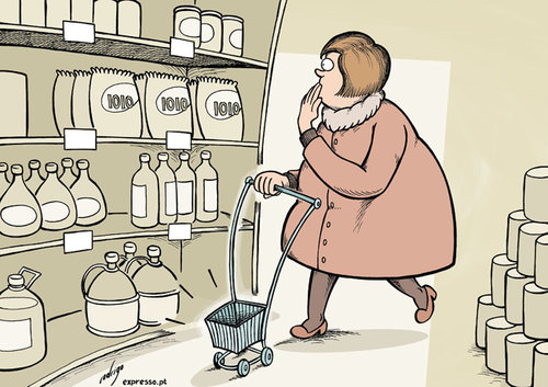 Cartoon: Prices soar (medium) by rodrigo tagged prices,goods,supermarket,purchasing,power,people,income,consumer