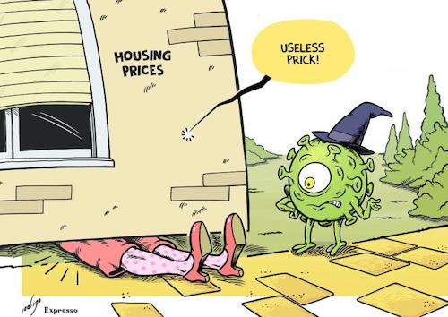 Cartoon: Property wizardry (medium) by rodrigo tagged covid19,pandemic,housing,real,estate,property,market,mortgage,economy,finance,business,global,society,health,confinement,lockdown,coronavirus