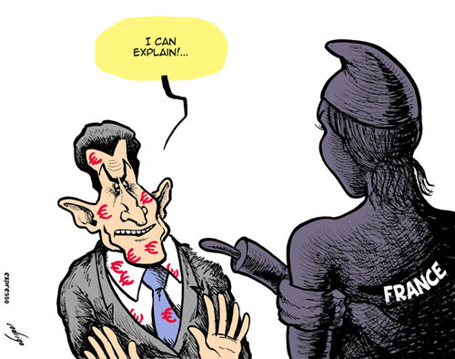 Sarkozy's financial scandal, cartoon by rodrigo