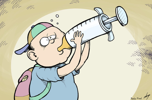 Cartoon: School and drugs (medium) by rodrigo tagged school,drug,youth,kids,children,student,young