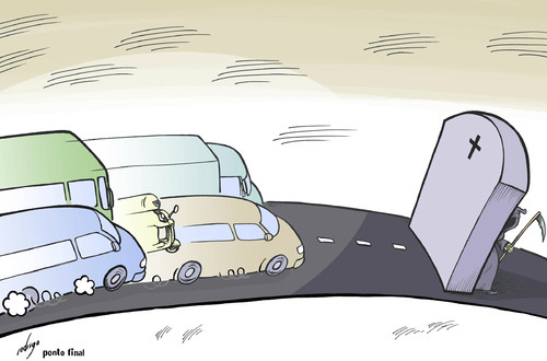 Cartoon: Speed driving (medium) by rodrigo tagged speeding,speed,driving,death,accident,traffic,road,highway,car,casualties