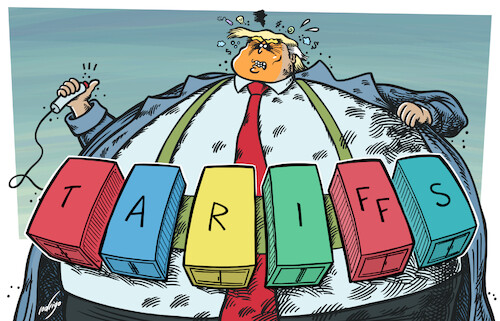 Cartoon: Terroriffs (medium) by rodrigo tagged usa,trump,donaldtrump,economy,trade,commerce,tariffs,tradewar,finance,business,world,allies,america,import,export,money,crisis,taxes,usa,trump,donaldtrump,economy,trade,commerce,tariffs,tradewar,finance,business,world,allies,america,import,export,money,crisis,taxes