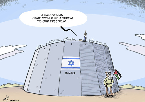 Cartoon: The walls of Israeli diplomacy (medium) by rodrigo tagged israel,palestine,usa,middle,east,defense,freedom,religion,politics