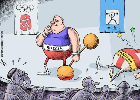 Cartoon: The weight of Russian diplomacy (medium) by rodrigo tagged georgia,russia,ossetia,militar,invasion,conflict