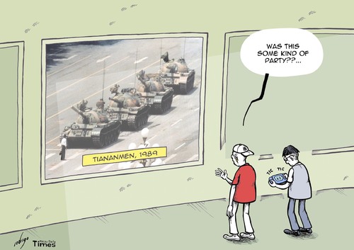 Cartoon: Tianan... what? (medium) by rodrigo tagged anniversary,china,1989,protests,square,tiananmen