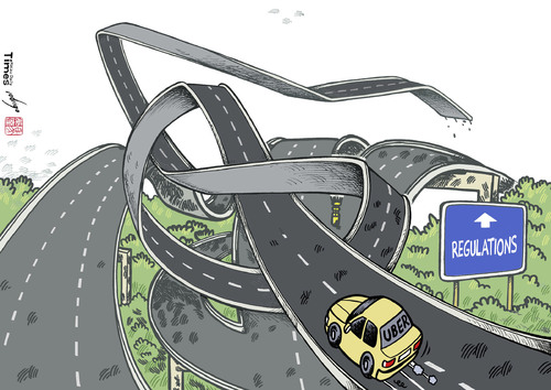 Cartoon: Uberchaos (medium) by rodrigo tagged legislation,law,technology,consumer,transport,regulations,taxi,uber