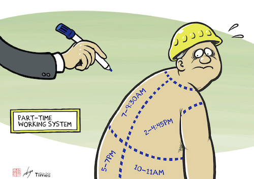 Cartoon: Working butchery (medium) by rodrigo tagged work,employee,part,time,shift,society,health