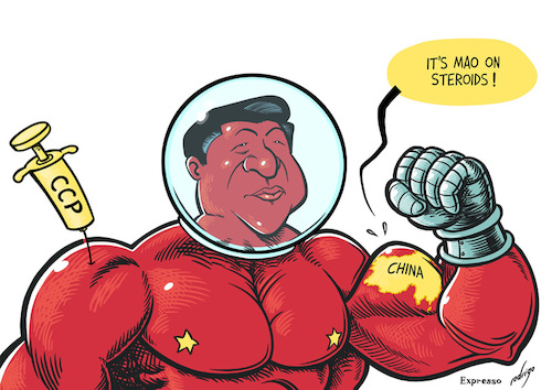 Cartoon: Xi Jindoping (medium) by rodrigo tagged china,xi,ccp,jinping,communist,party,communism,politics,mao,democracy,humanrights,autoritarianism,lingxiu,international,prc,beijing,national,congress,succession