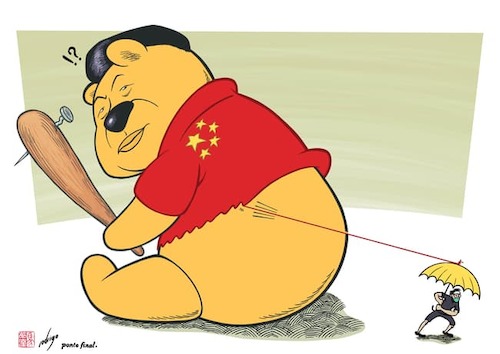 Cartoon: Free doom (medium) by rodrigo tagged china,hong,kong,politics,society,youth,democracy,extradition,law,police,violence,clashes,beijing,xi,jinping