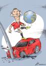 Cartoon: Ronaldo - The world at his feet (small) by rodrigo tagged ronaldo,golden,ball,best,player,football,fifa,portugal,manchester,car,accident,ferrari