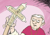 Cartoon: Thou shalt not get infected (small) by rodrigo tagged pope,benedict,xvi,catholic,church,christian,jesus,christ,condom,sex,hiv,aids,virus,safe,health,vatican