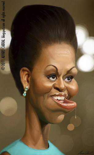 Cartoon: Michelle Obama (medium) by alvarocabral tagged caricature