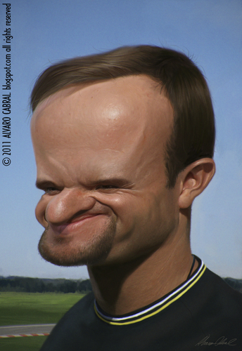 Cartoon: Rubens Barrichello (medium) by alvarocabral tagged caricature