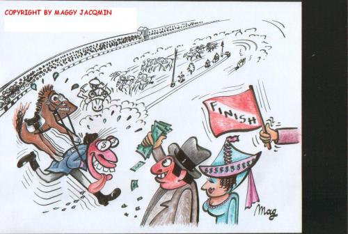 Cartoon: Gambling (medium) by Mag tagged horses,culture,media,sports