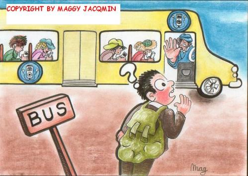 Cartoon: MP3-bus (medium) by Mag tagged culture,media,business,protest,youth,education,philosophy