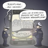 Cartoon: Reisegenuss (small) by Rainer Demattio tagged sachsen,asyl,hass,herkunftsland,asylrecht,gewalt,fremde,fremdenfeindlichkeit,bus,polizei,sicher,herkunftsstaat,reisegenuss,einreise,willkommen,ostdeutschland,deutschland,flüchtlinge,flucht,clausnitz,bautzen