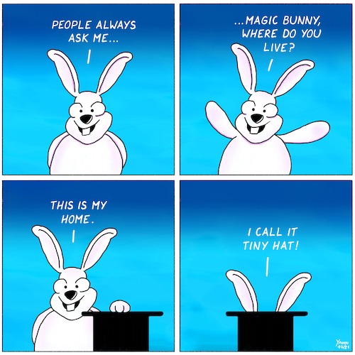 Cartoon: Magic Bunny (medium) by Yavou tagged magic,bunny,kaninchen,mümmelmann,zauberhut,häschen,magie,tiny,hat,comic,comicstrip,yavou,magic,bunny,kaninchen,mümmelmann,zauberhut,häschen,magie,tiny,hat,comic,comicstrip,yavou