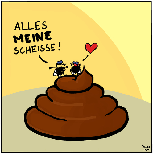 Cartoon: Meine Scheisse! (medium) by Yavou tagged fliegen,insekten,scheisse,kot,lort,pask,paska,merda,foutr,kotoran,cac,kacke,govno,stront,rahat,skit,exkremente,herz,shit,merde,kartunz,yavou,cartoon,insects,flies,hovno,sranje,mierda,tae,bok,szar,vlieg,fluturoj,hegan,flyve,lendama,mouche,voar,vole,terbang,fliegen,insekten,kot