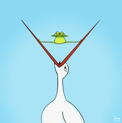 Cartoon: The Frog Master (medium) by Yavou tagged cartoon,concentration,konzentration,bird,vogel,meditation,meister,kurg,konn,amiamoko,schreitvogel,froskur,cicogna,rana,cigognes,ooievaar,frosk,cegonha,sapo,kikker,leylek,barza,groda,broasca,bociana,gandras,ciconia,sammakko,stork,storch,frosch,frog,storch,meditation,vogel,konzentration,tiere,mediation,vögel