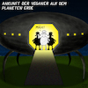 Cartoon: Ankunft (small) by Yavou tagged vegan,veganer,cartoon,yavou,ankunft,schafe,ufo,raumschiff,weltraum,ausserirdische,erde,ernährung,essen,besucher