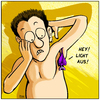 Cartoon: HEY! (small) by Yavou tagged bat,yavou,cartoon,fledermaus,licht,aus,achselhöhle,armpit,abendsegler,man,nude