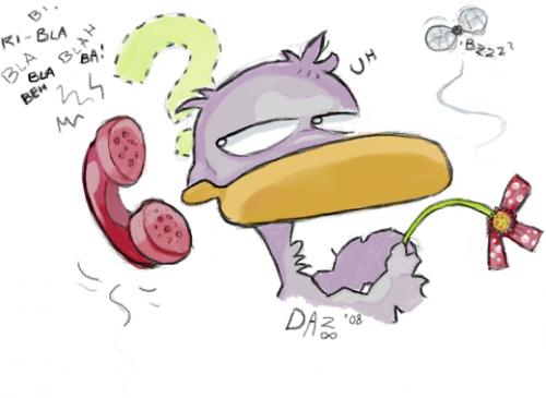Cartoon: help-line (medium) by dan8 tagged duck,phone,distraction,flower