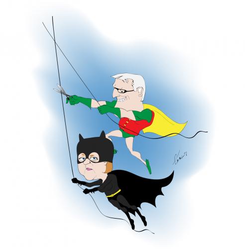 Cartoon: Steinmeier and Merkel (medium) by besereno tagged steinmeier,and,merkel,batman,robin