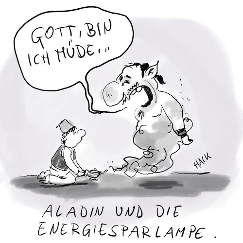 Cartoon: Aladin und die Energiesparlampe (medium) by ichglaubeshackt tagged aladdin,aladin,lampe,wunderlampe,märchen,dschinn,energie,energiesparlampe,nachhaltigkeit,müde,schlaf,schlaflos,schlafen,nacht