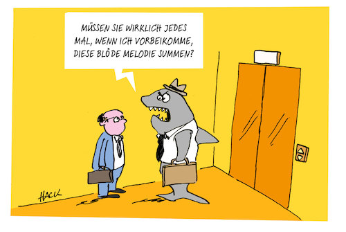 Cartoon: dadamdadamdadam (medium) by ichglaubeshackt tagged der,weiße,hai,büro,aufzug,john,williams