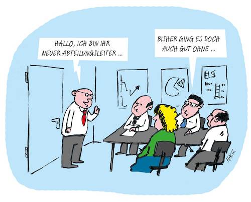 Cartoon: Der neue Abteilungsleiter (medium) by ichglaubeshackt tagged büro,job,arbeit,abteilungsleiter,meeting