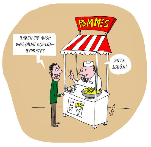 Cartoon: Pommesbude (medium) by ichglaubeshackt tagged pommes,kohlenhydrate,lowcarb,fastfood,diät,essen