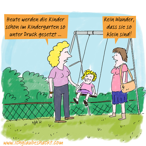 Cartoon: Unter Druck (medium) by ichglaubeshackt tagged kinder,eltern,kindergarten,spielplatz